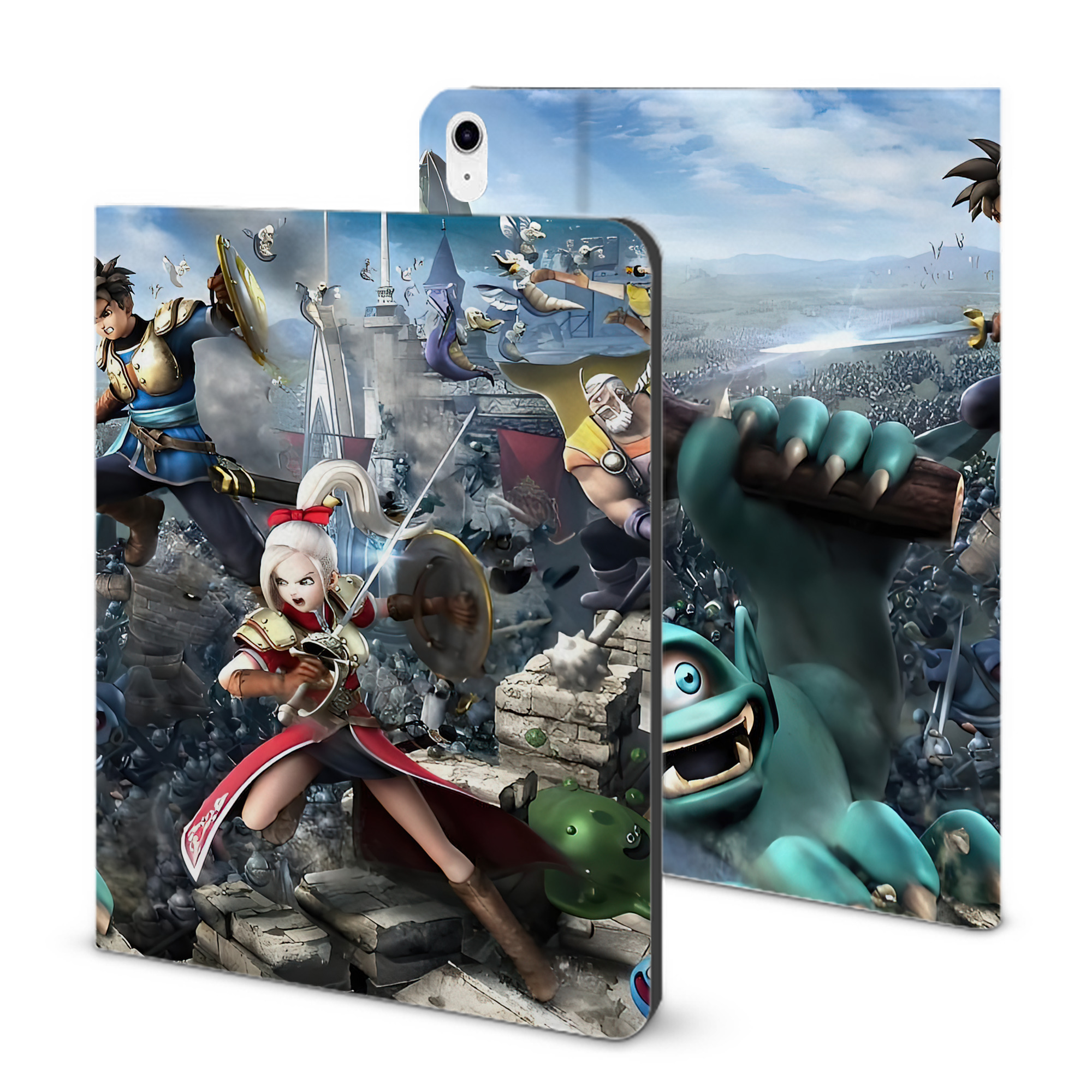 （画像用） ドラゴンクエスト Doragon Kuesuto Dragon Quest IPad ケース ブック型 PUレザー TPU 耐衝撃 軽量 薄型 ペン収納なし 全面保護 IPad 各モデル対応